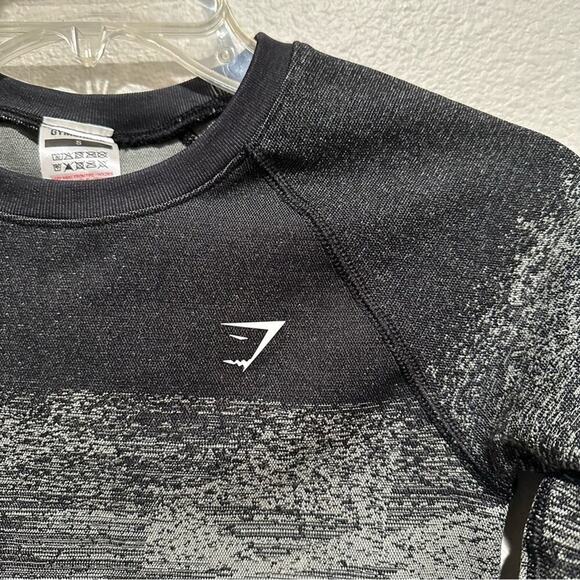 Gymshark Crop Top Black Print SZ S - Picture 8 of 11